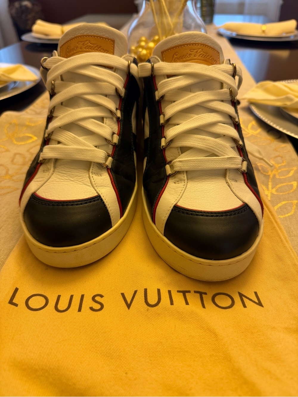 Louis Vuitton Men’s White, Black & Red Low-Top Sneakers